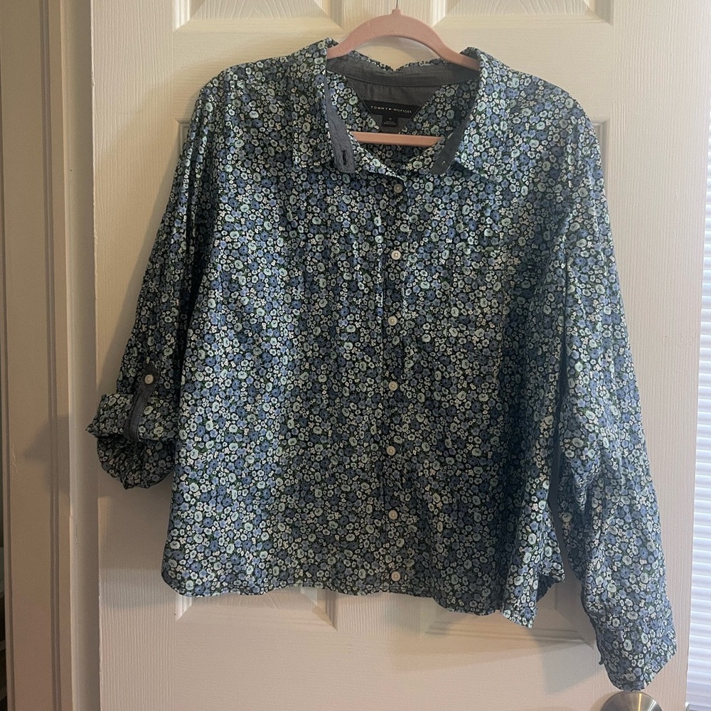 Tommy Hilfiger floral button down with roll-up sleeves